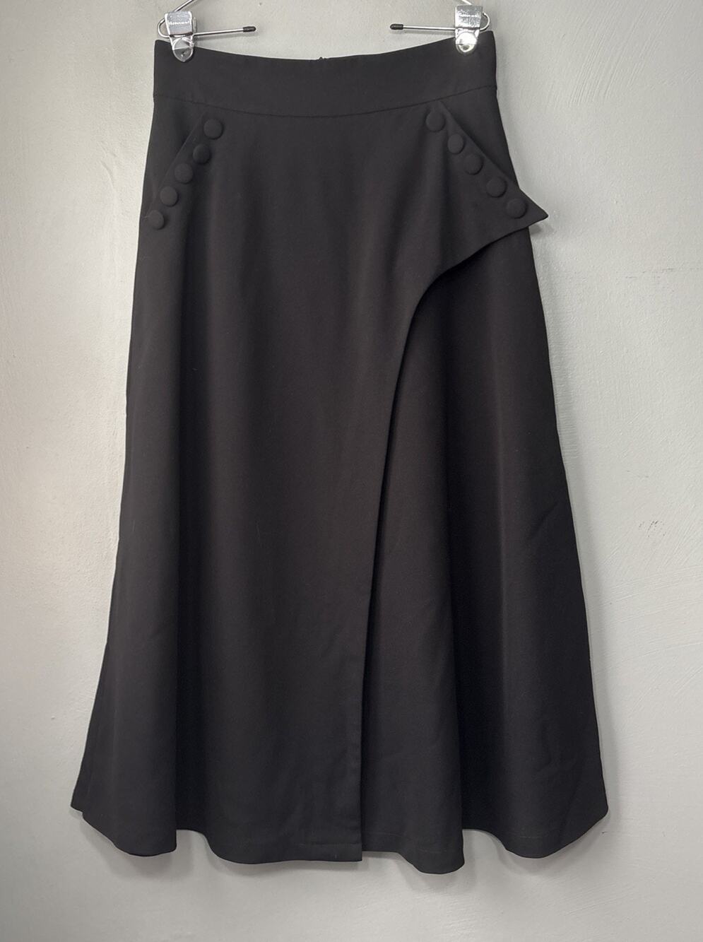 Mary Crafts Skirt Size 12 Black Witchy Dark Goth Vamp Faux Wrap Steampunk Goblin